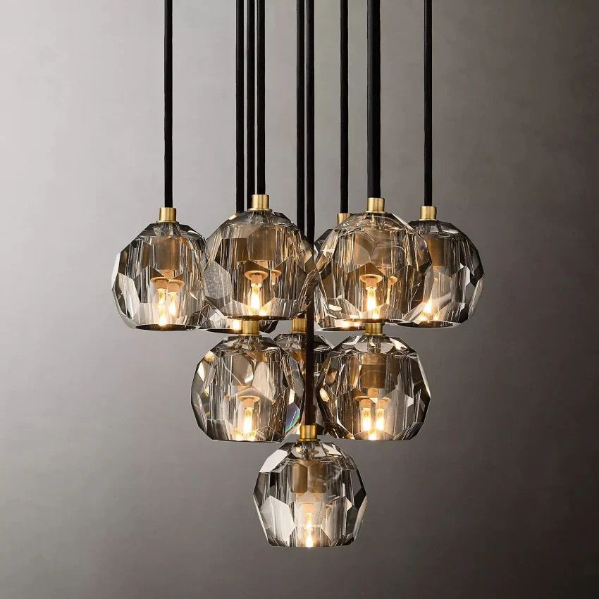 Crystal Ball Round Cluster Chandelier 14"