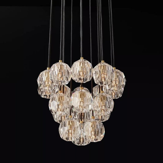 Crystal Ball Round Cluster Chandelier 19"