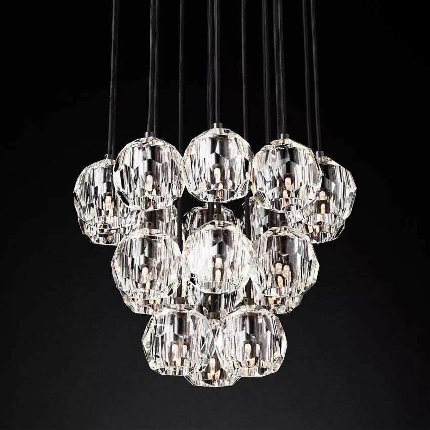 Crystal Ball Round Cluster Chandelier 19"