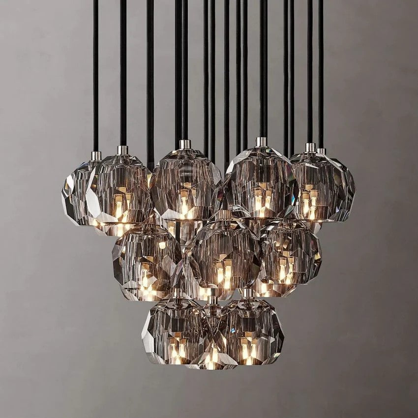 Crystal Ball Round Cluster Chandelier 19"
