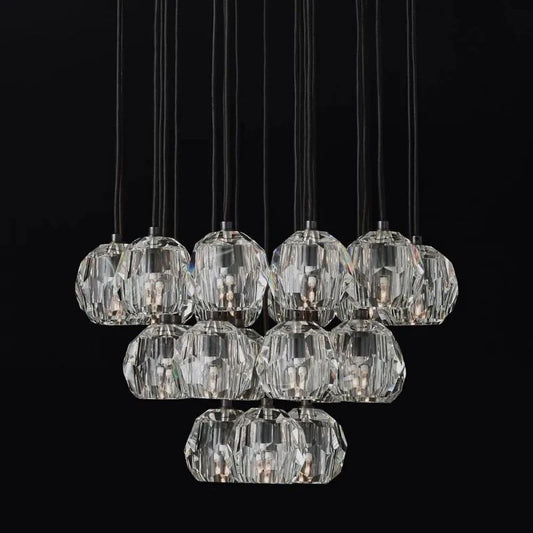 Crystal Ball Round Cluster Chandelier 24"