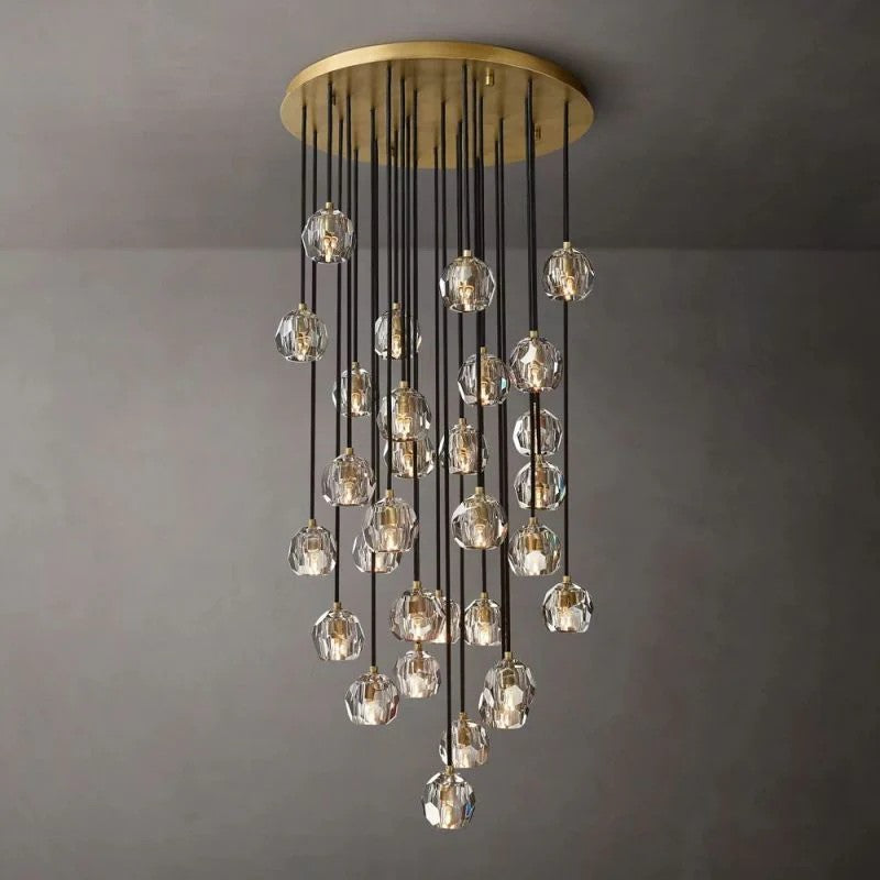 Crystal Ball Round Cluster Chandelier 30"