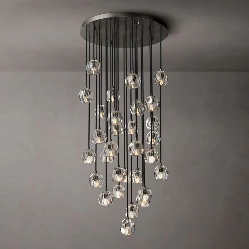 Crystal Ball Round Cluster Chandelier 30"