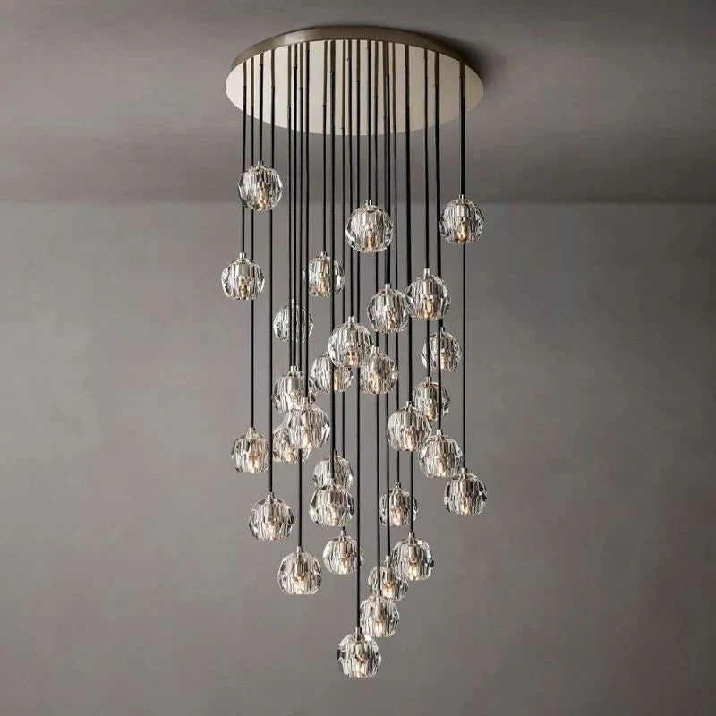Crystal Ball Round Cluster Chandelier 30"