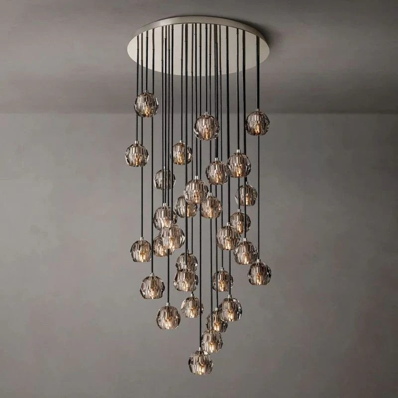 Crystal Ball Round Cluster Chandelier 30"