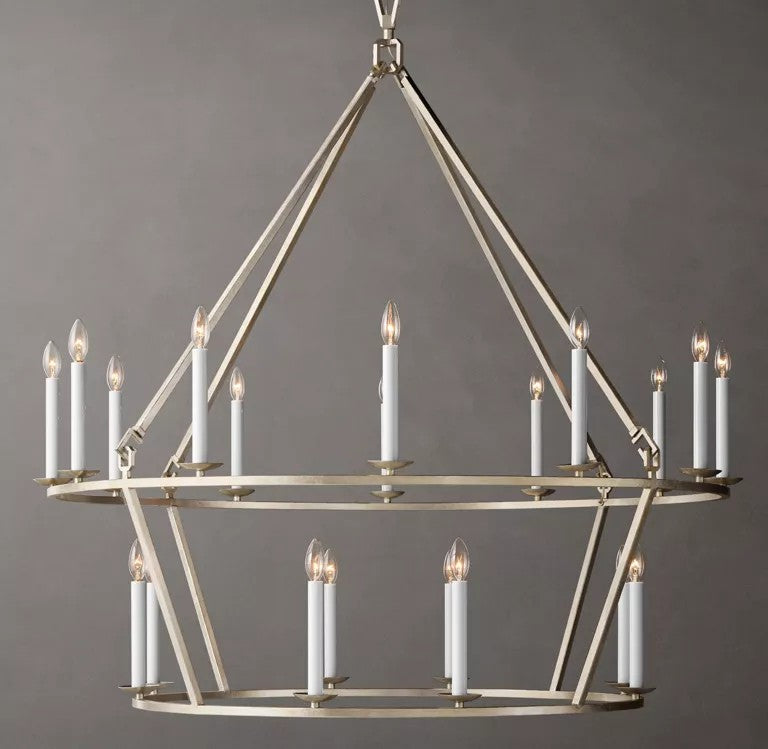 Dickens 19th C. English Openwork Two-Tier Round Chandelier 40"