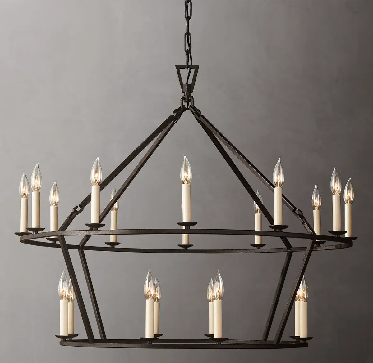 Dickens 19th C. English Openwork Two-Tier Round Chandelier 40"