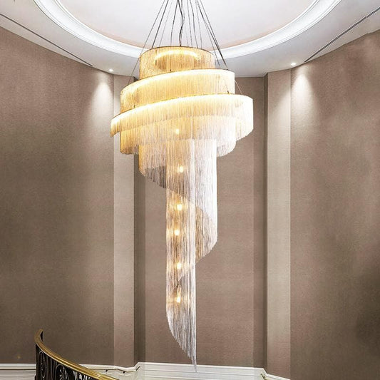 Elisa Luxury Aluminum Chain Tassel Ring Multilayer Chandelier