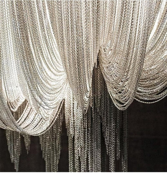 Elisa Luxury Double-Layer Aluminum Chain Tassel Chandelier