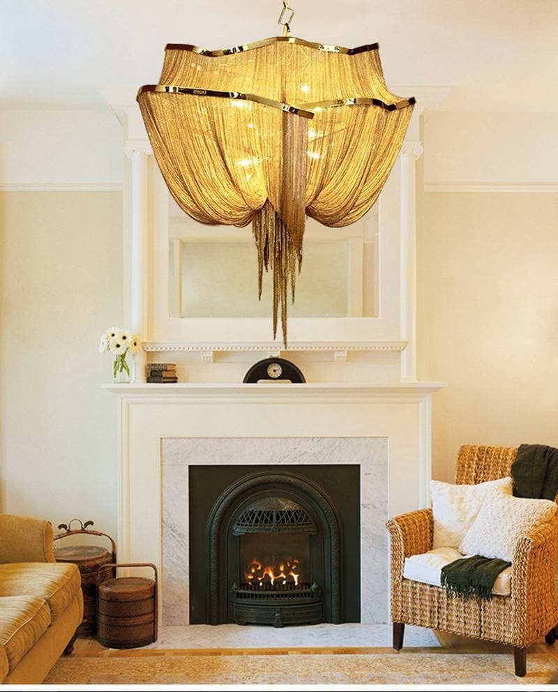 Elisa Luxury Double-Layer Aluminum Chain Tassel Chandelier