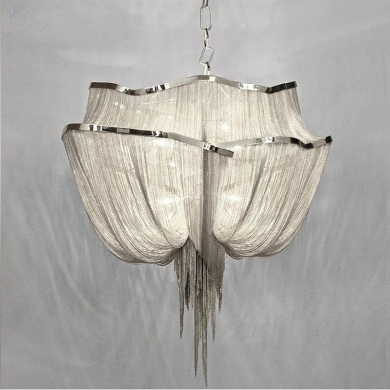 Elisa Luxury Double-Layer Aluminum Chain Tassel Chandelier