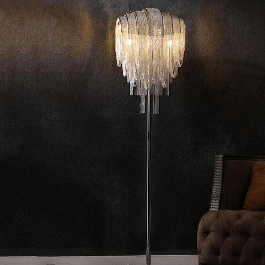 Elisa Luxury Hardware Aluminum Chain Tassel Floor Lamp