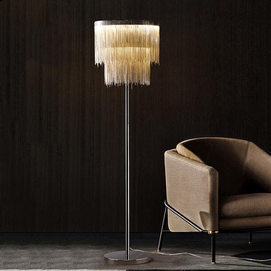 Elisa Luxury Hardware Aluminum Chain Tassel Floor Lamp(SINGLE-LAYER/DOUBLE-DECK)
