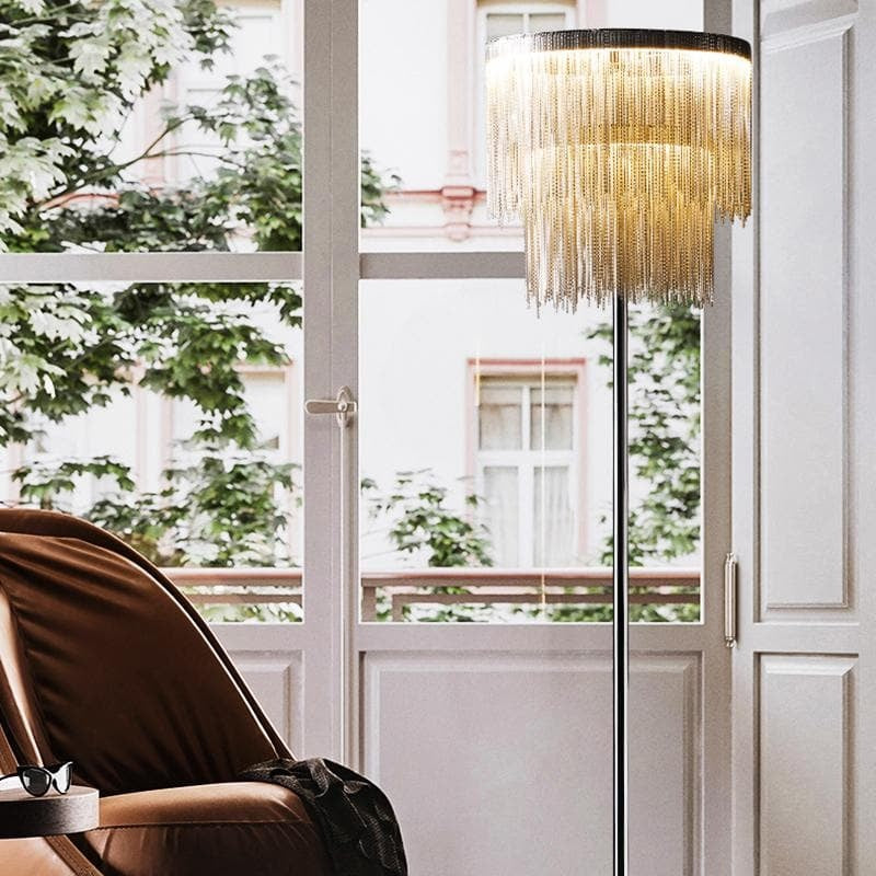 Elisa Luxury Hardware Aluminum Chain Tassel Floor Lamp(SINGLE-LAYER/DOUBLE-DECK)