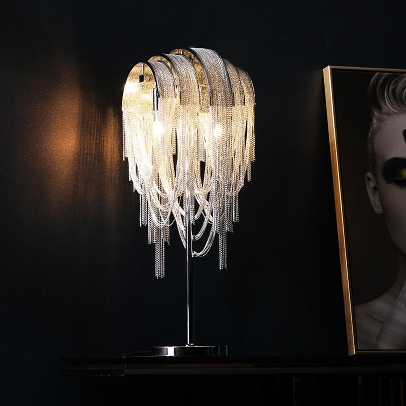 Elisa Luxury Hardware Aluminum Chain Tassel Table Lamp