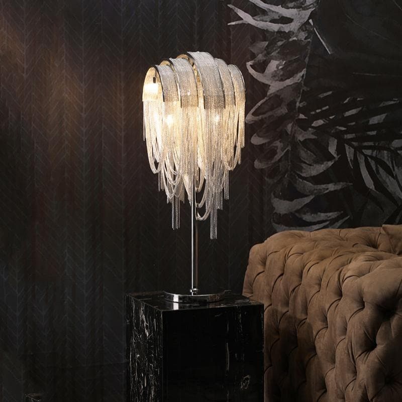 Elisa Luxury Hardware Aluminum Chain Tassel Table Lamp