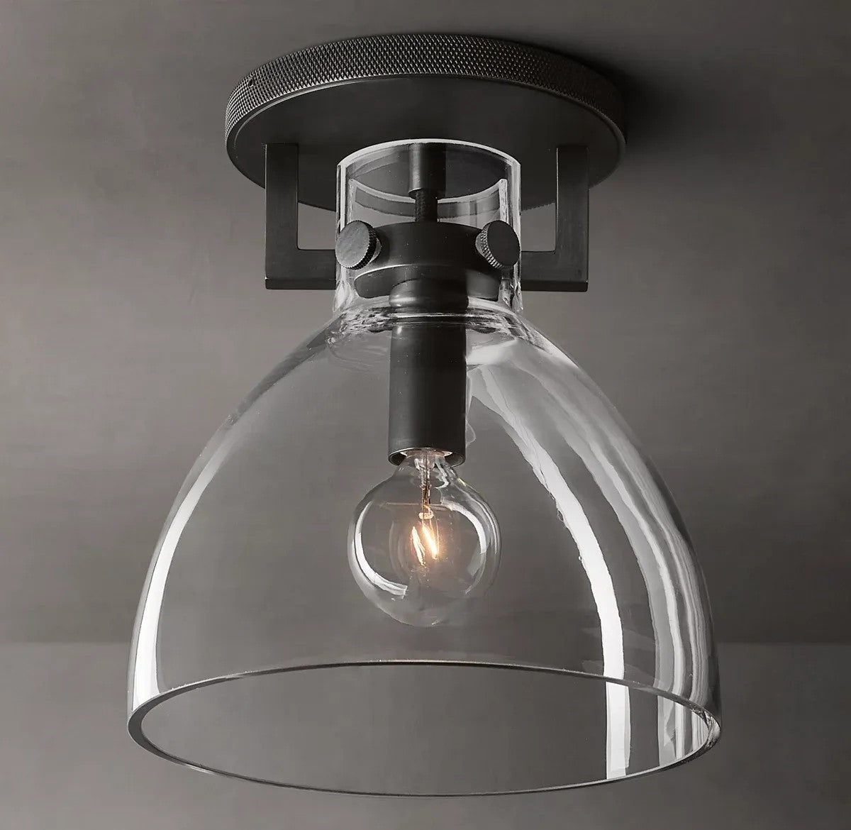 Everett Machinist Glass Cloche Flushmount