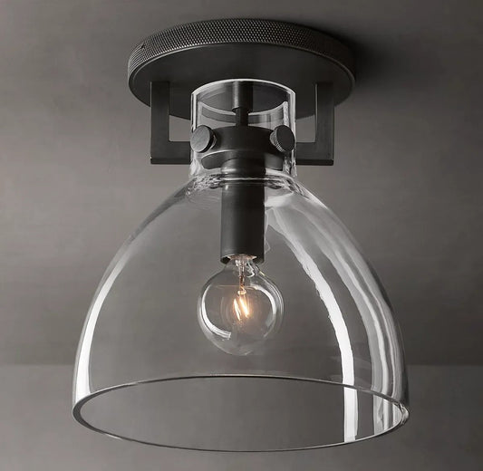 Everett Machinist Glass Cloche Flushmount