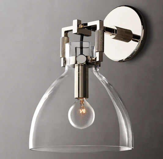 Everett Machinist Glass Cloche Sconce 8"