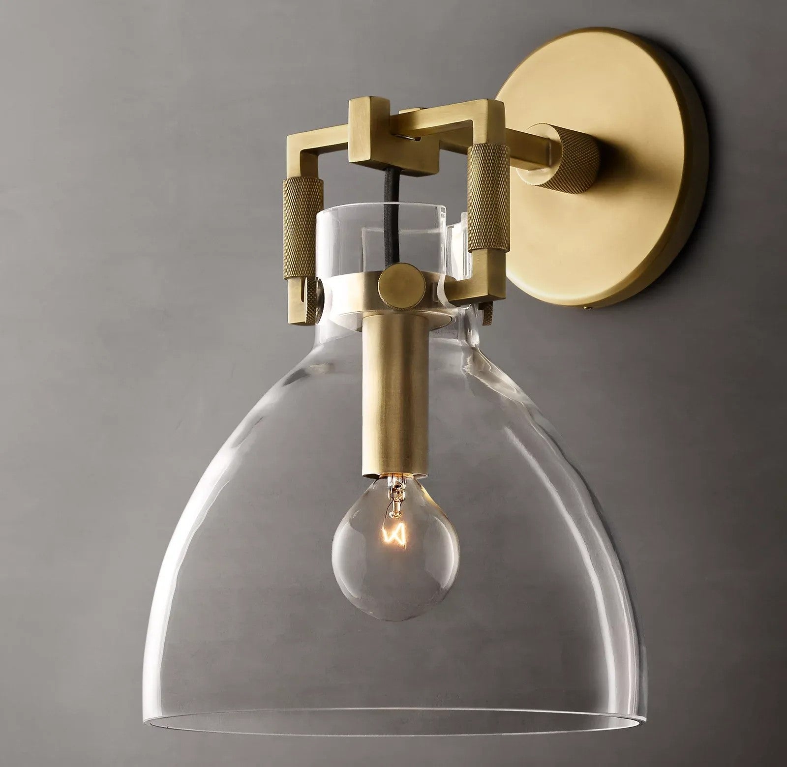 Everett Machinist Glass Cloche Sconce 8"