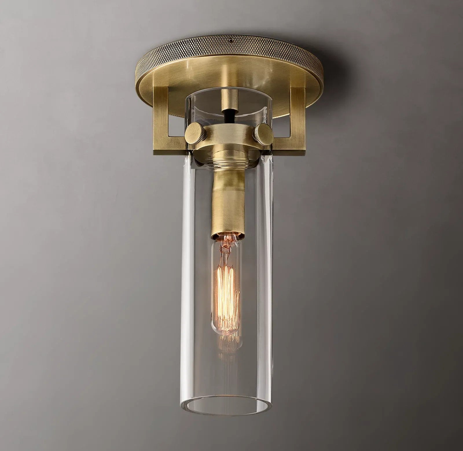 Everett Machinist Glass Cylinder Flushmount