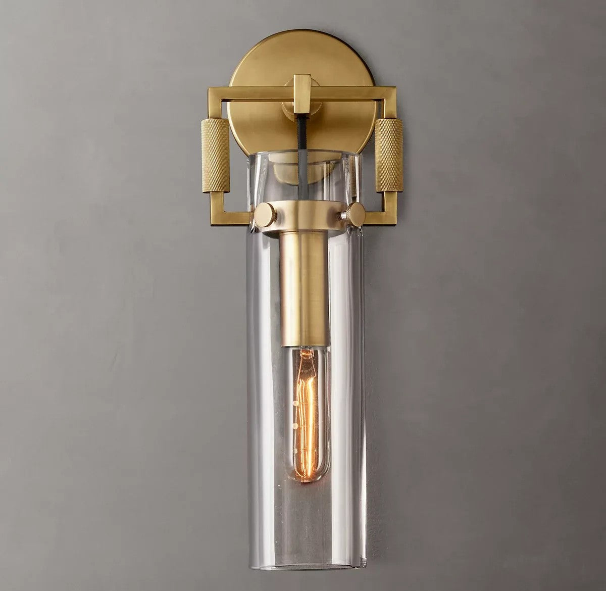 Everett Machinist Glass Cylinder Sconce 12"