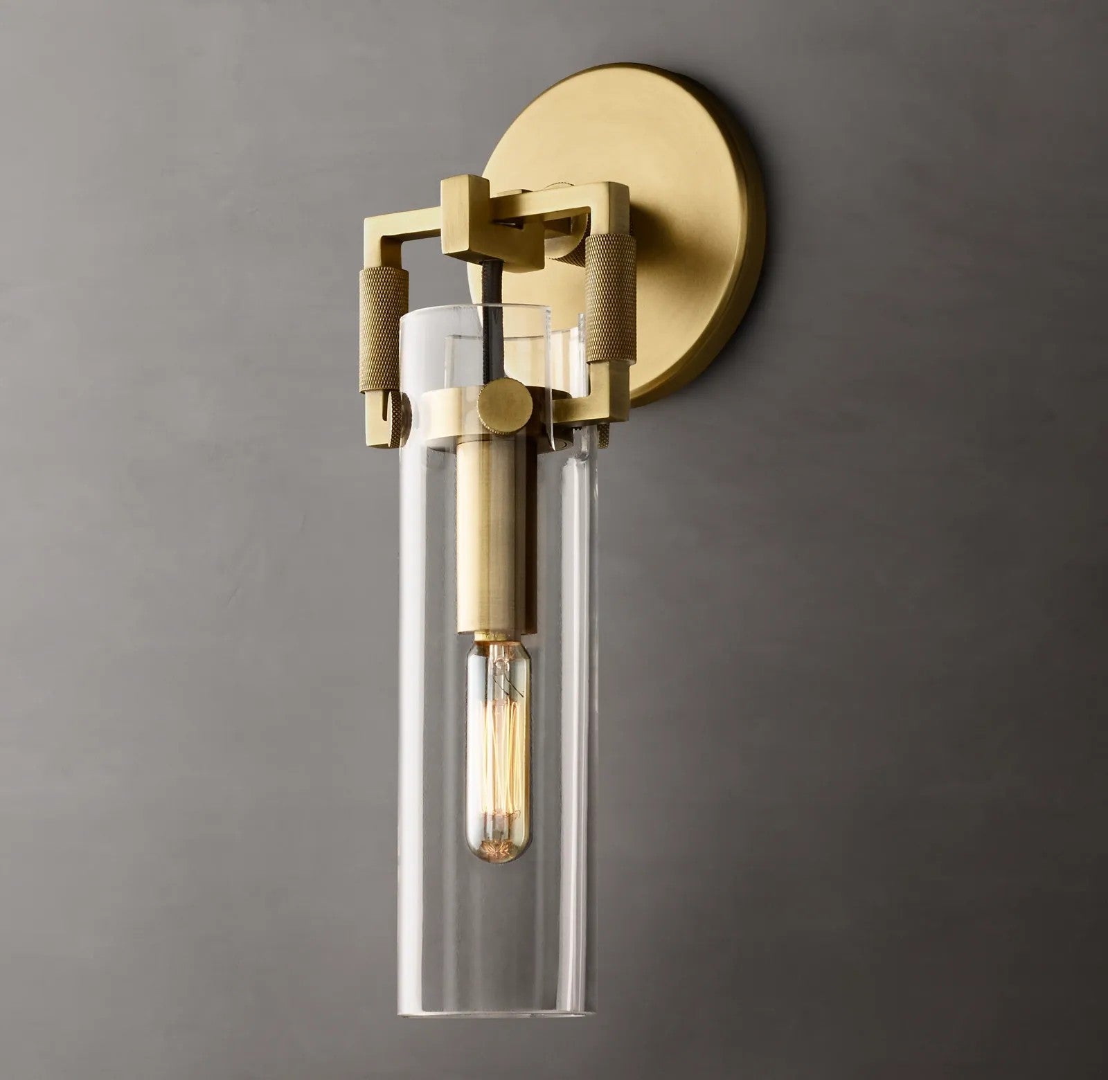 Everett Machinist Glass Cylinder Sconce 9"