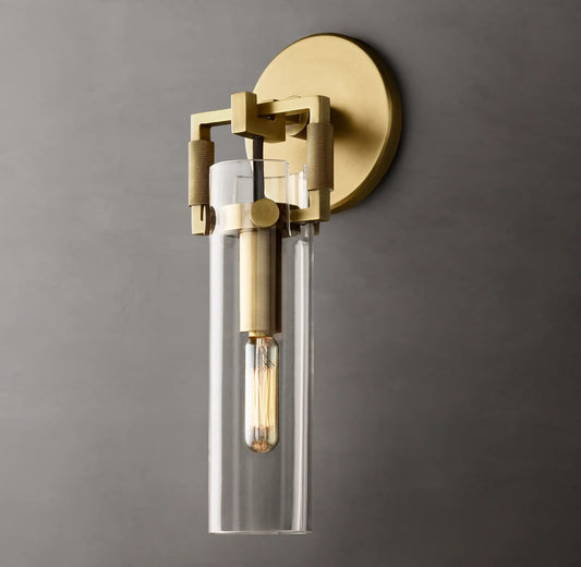 Everett Machinist Glass Cylinder Sconce 9"