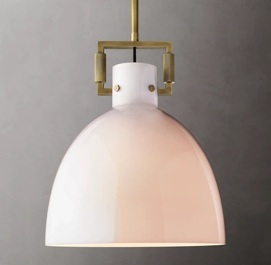 Everett Machinist Milk Glass Cloche Pendant