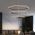 Load image into Gallery viewer, Besy Hexagonal Rock Crystal Black Ring Chandelier
