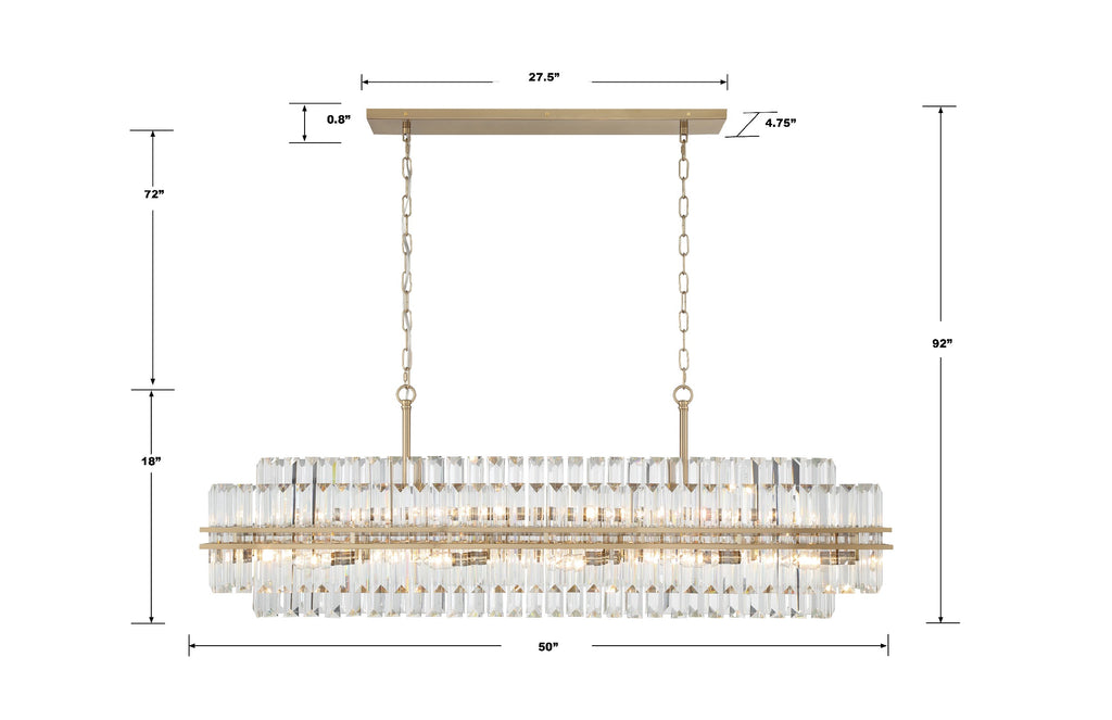 Kawu Rectangular Crystal 16 Light Chandelier