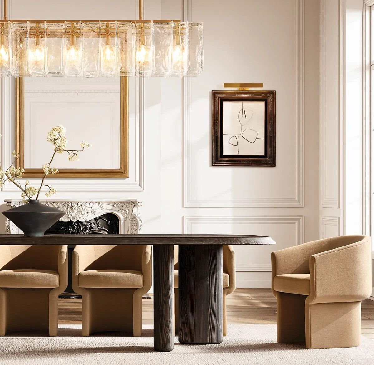 Ladonna Smoke Glass Linear Chandelier 67"