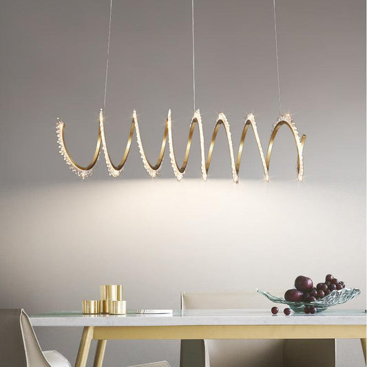 Besy Modern Spiral Crystal Chandelier for Dining Room