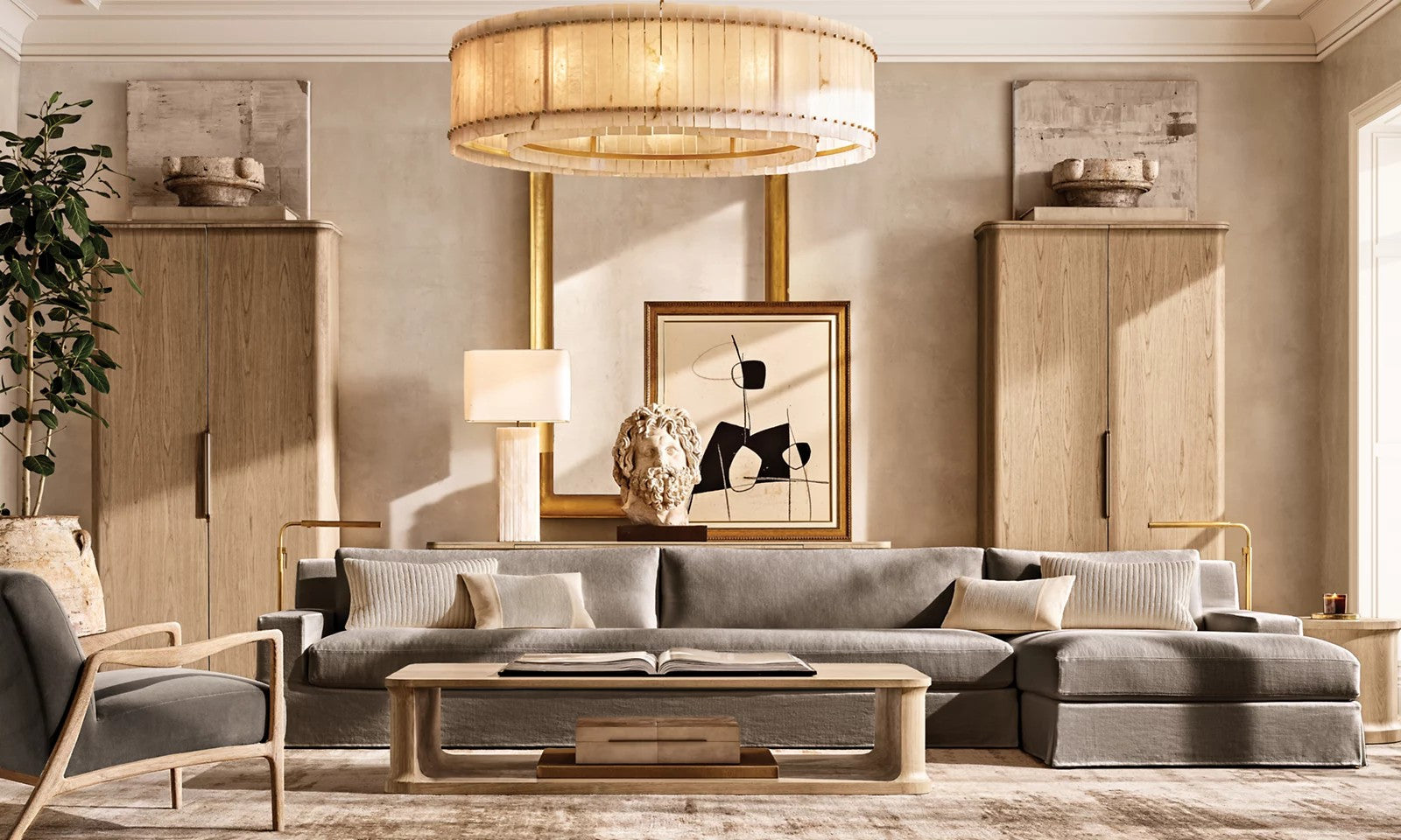 Murano Alabaster Round Chandelier 60"