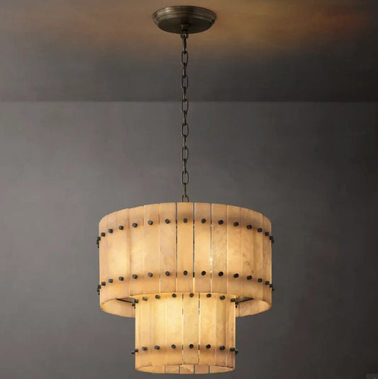Murano Alabaster Round Tiered Chandelier 22"