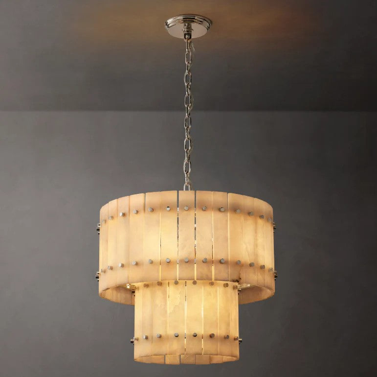 Murano Alabaster Round Tiered Chandelier 22"