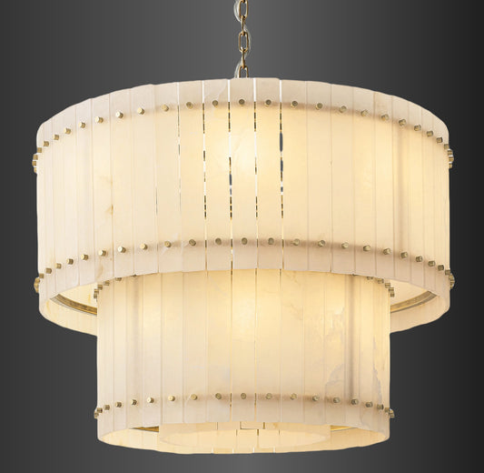 Murano Alabaster Round Tiered Chandelier 37"