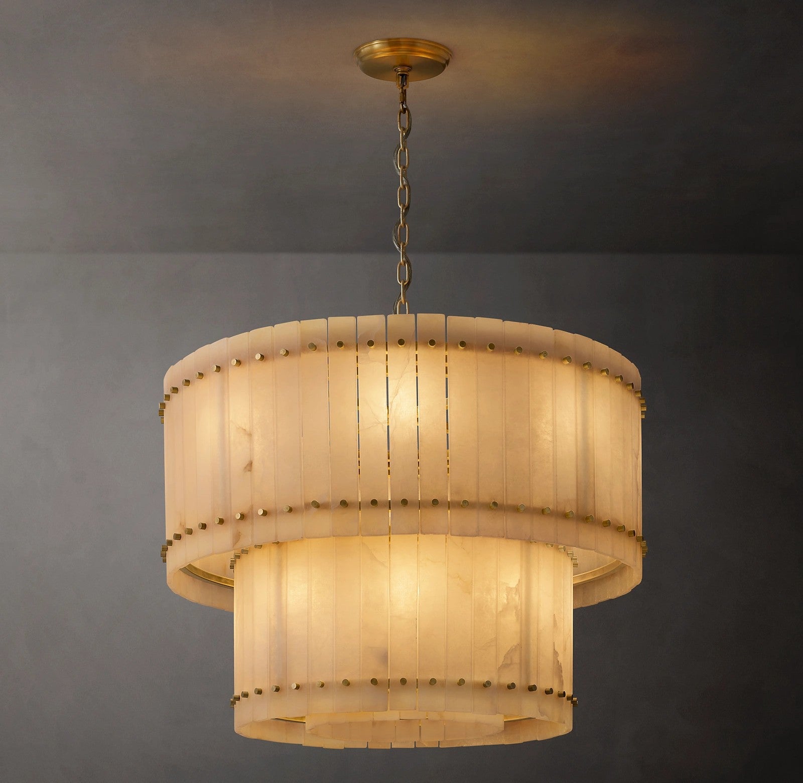 Murano Alabaster Round Tiered Chandelier 37"
