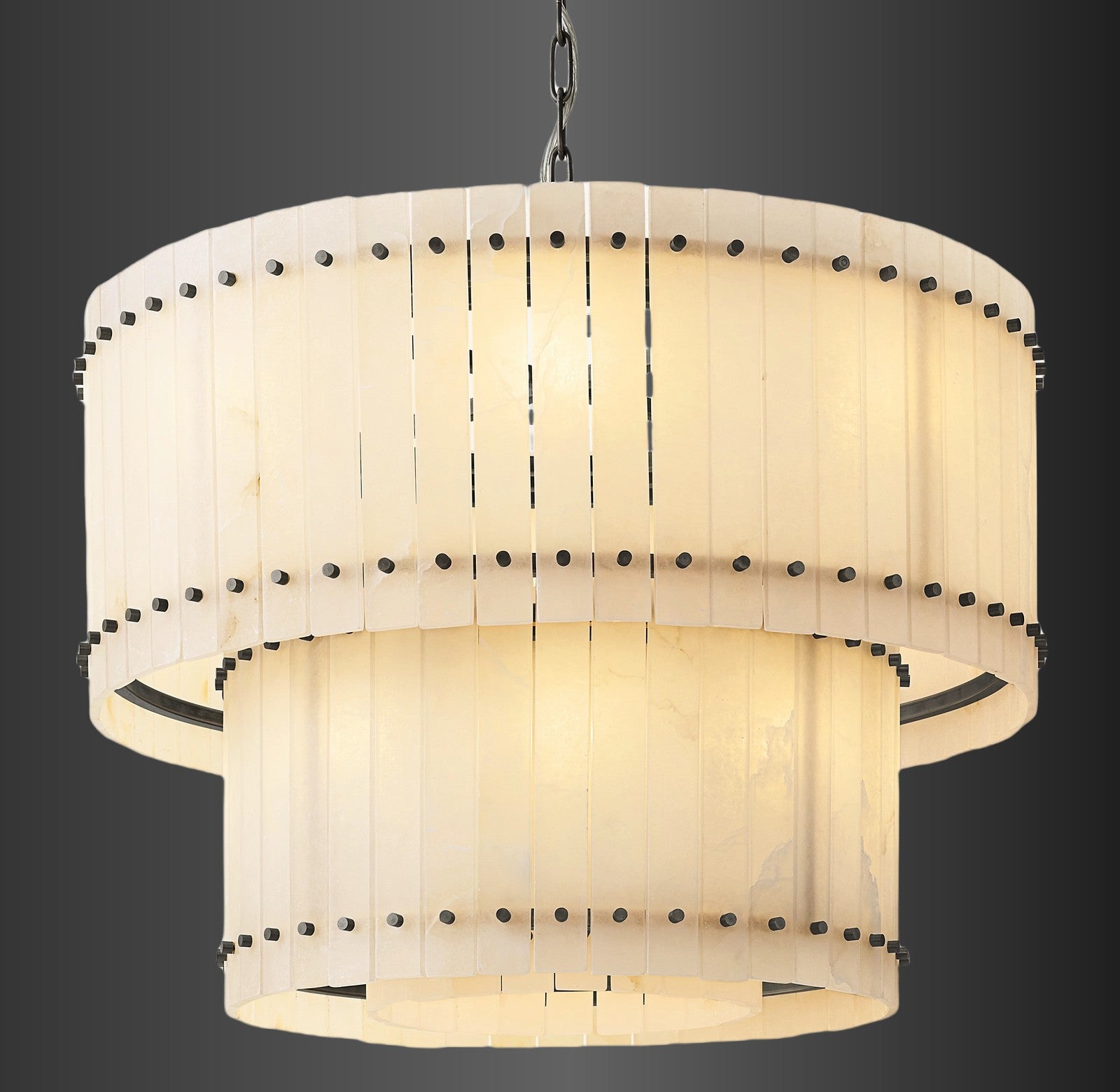 Murano Alabaster Round Tiered Chandelier 37"