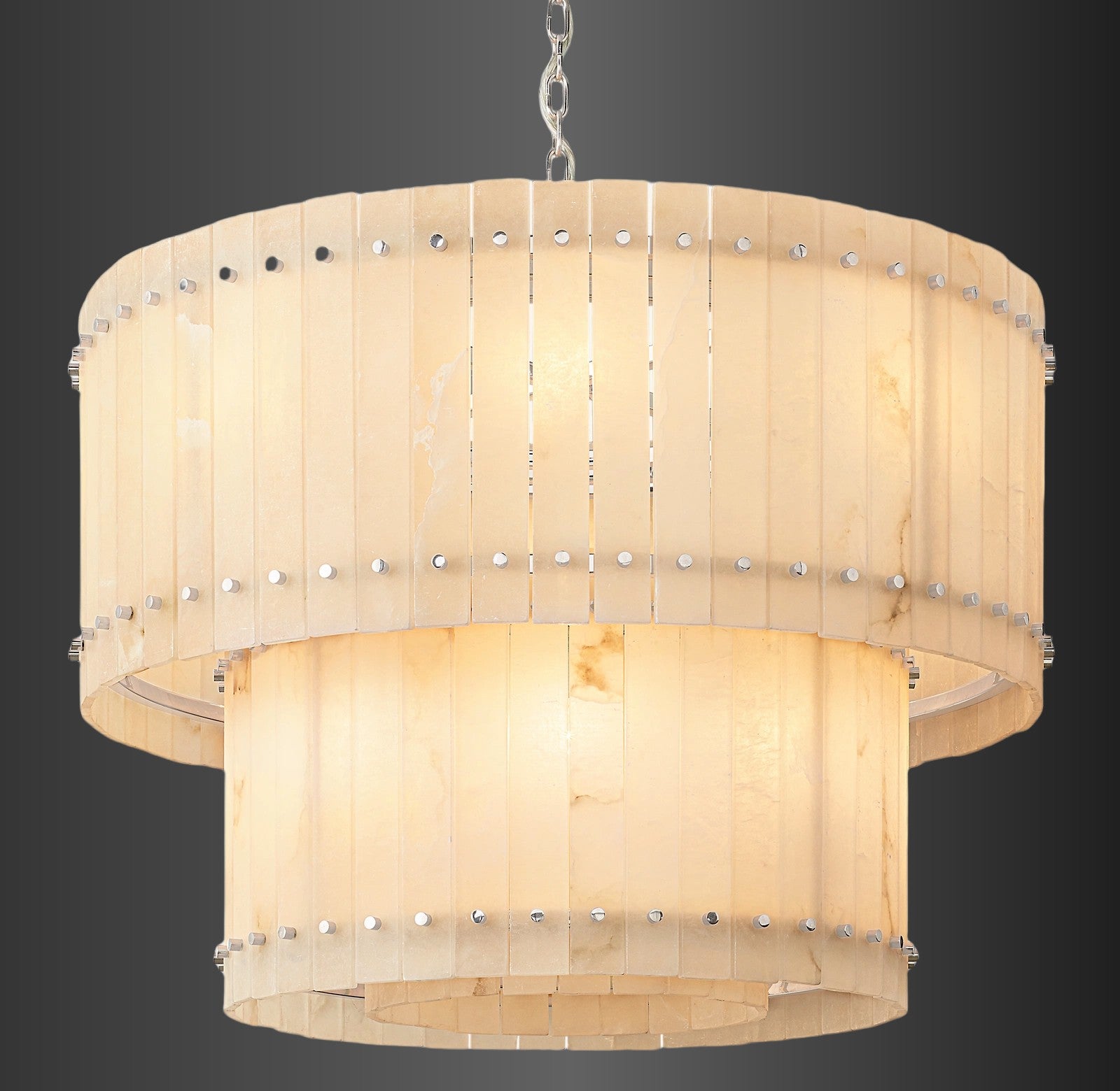 Murano Alabaster Round Tiered Chandelier 37"