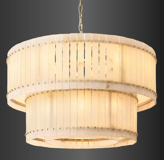 Murano Alabaster Round Tiered Chandelier 48"