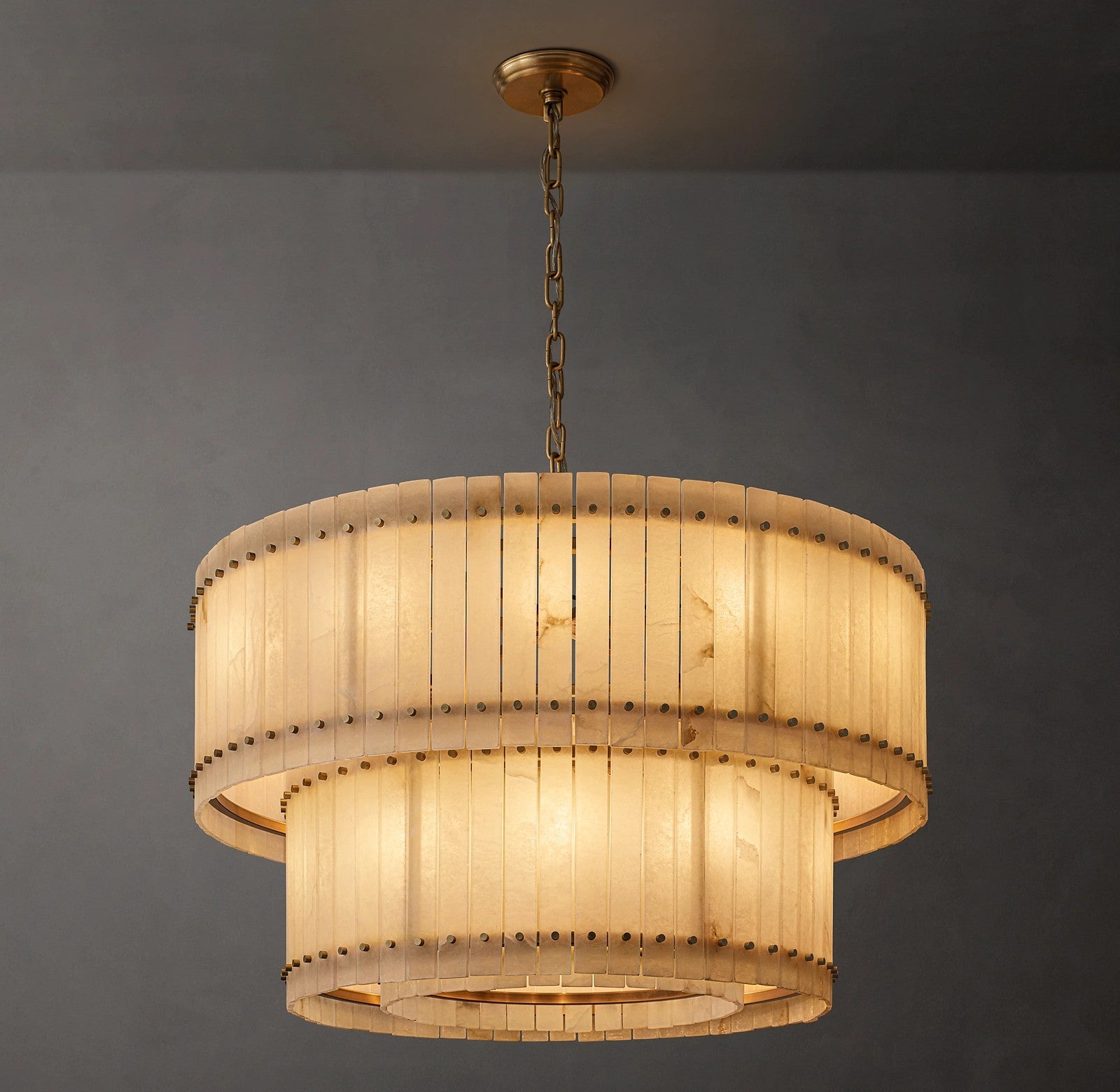 Murano Alabaster Round Tiered Chandelier 48"