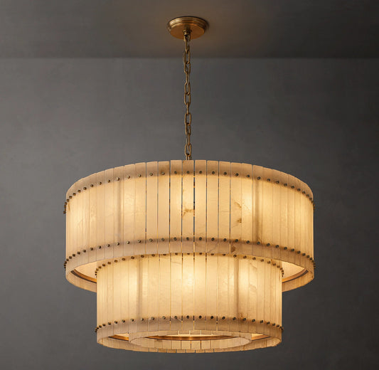 Murano Alabaster Round Tiered Chandelier 48"