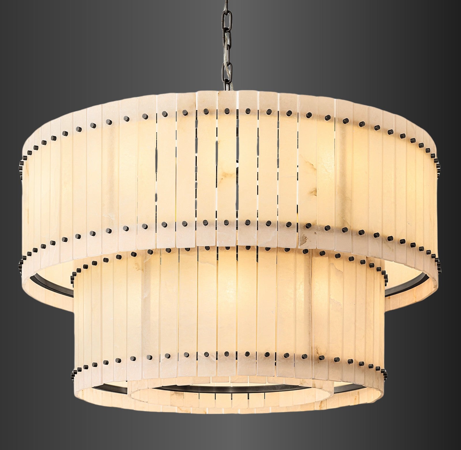 Murano Alabaster Round Tiered Chandelier 48"