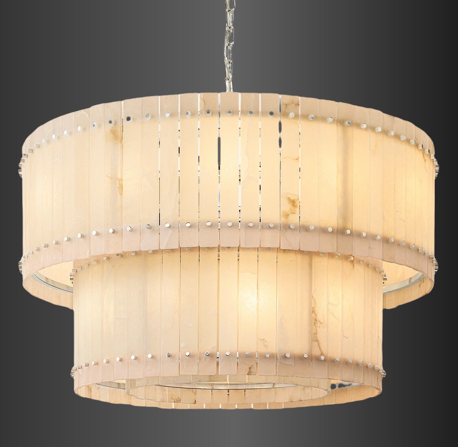 Murano Alabaster Round Tiered Chandelier 48"