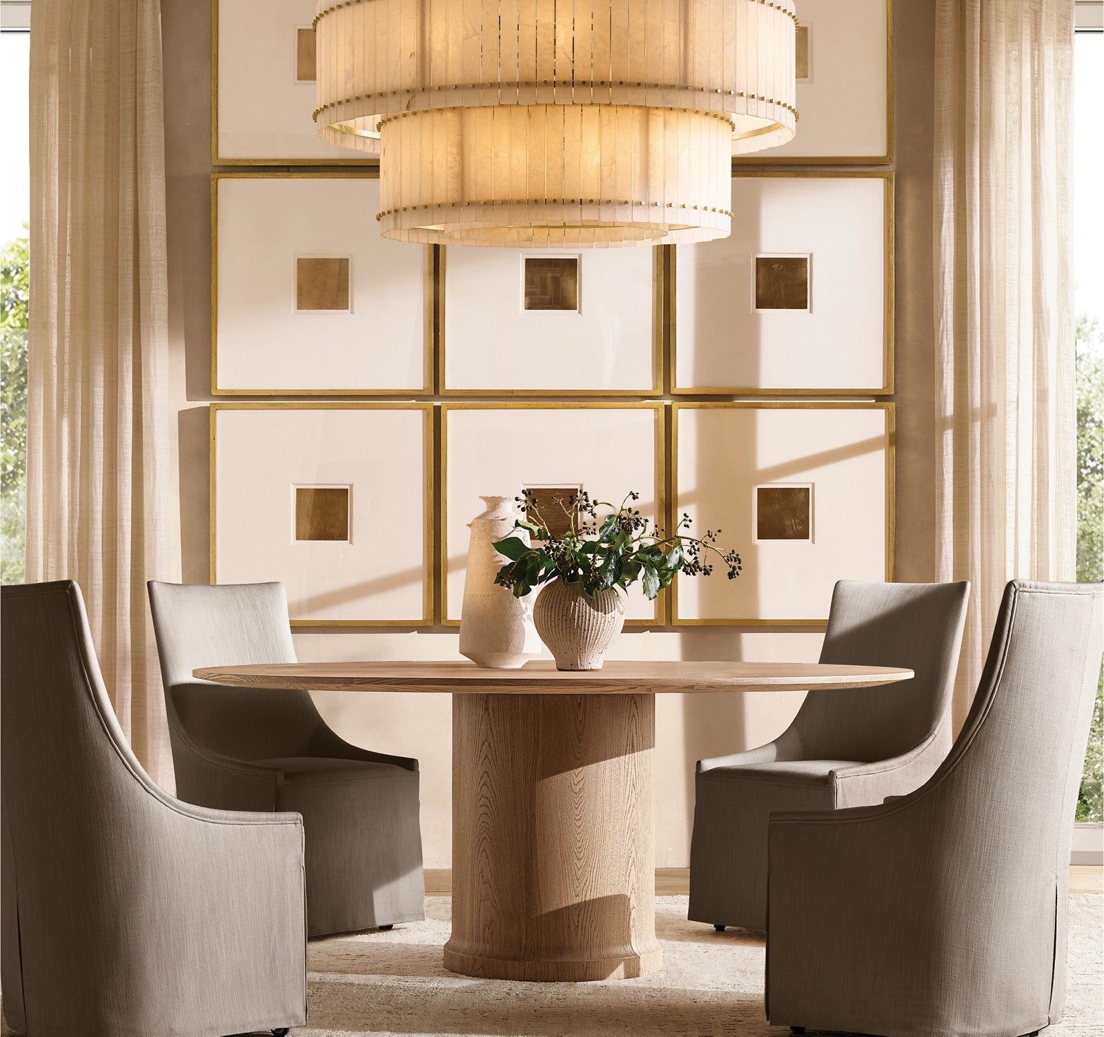 Murano Alabaster Round Tiered Chandelier 48"