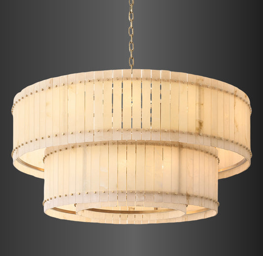 Murano Alabaster Round Tiered Chandelier 60"
