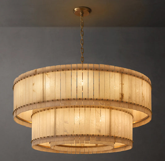 Murano Alabaster Round Tiered Chandelier 60"