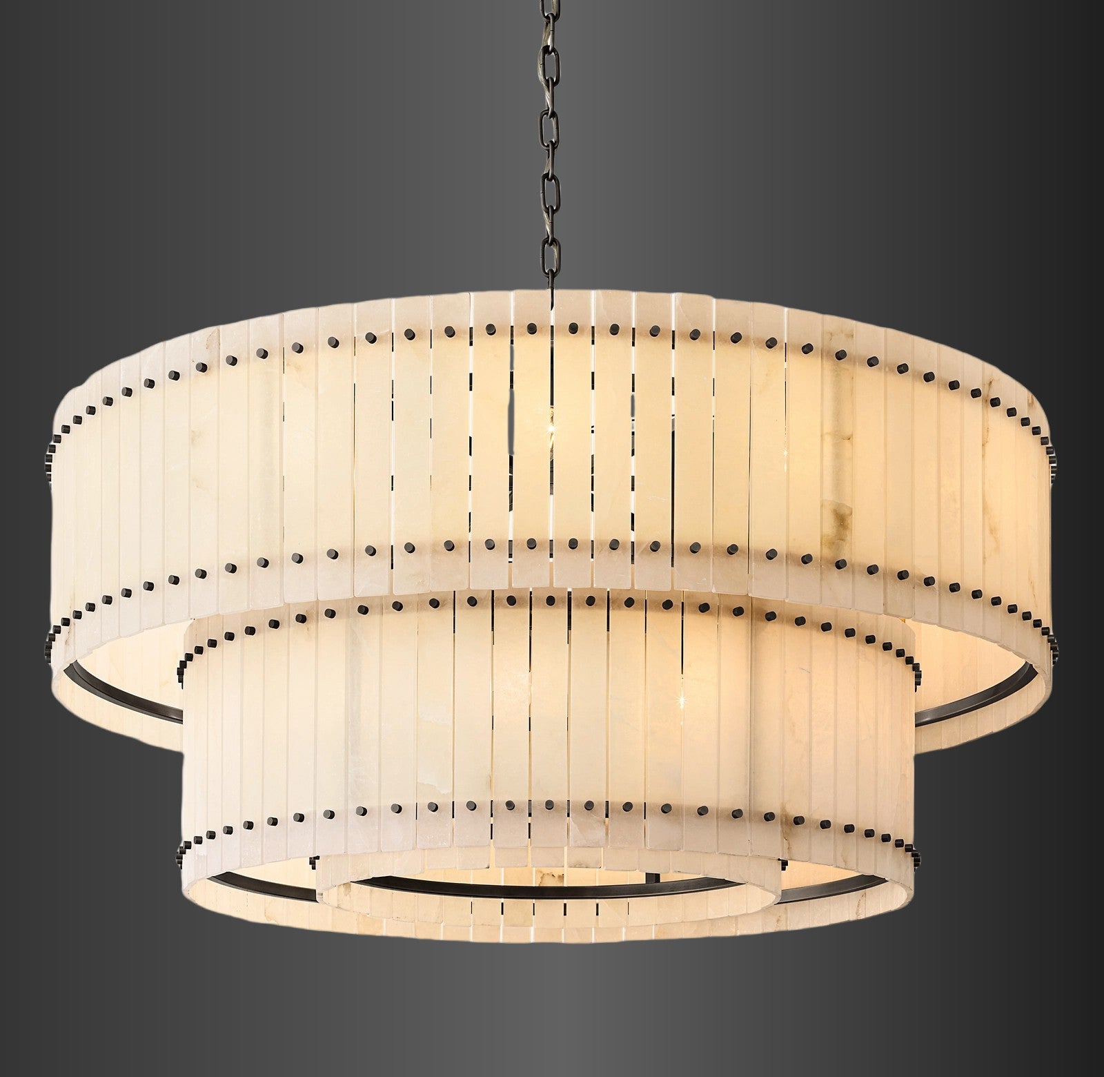 Murano Alabaster Round Tiered Chandelier 60"