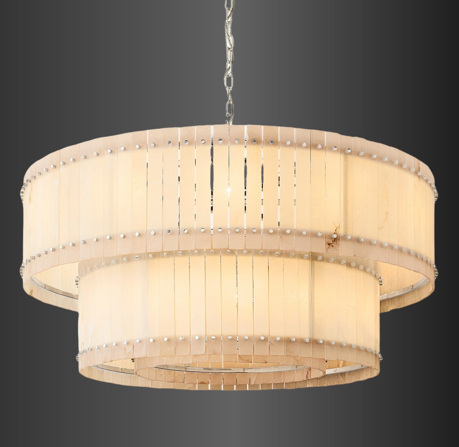 Murano Alabaster Round Tiered Chandelier 60"